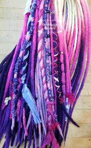 Dreadlock set of 60 Double Ended Wool Dread set :Cheshire Cat" thymed
