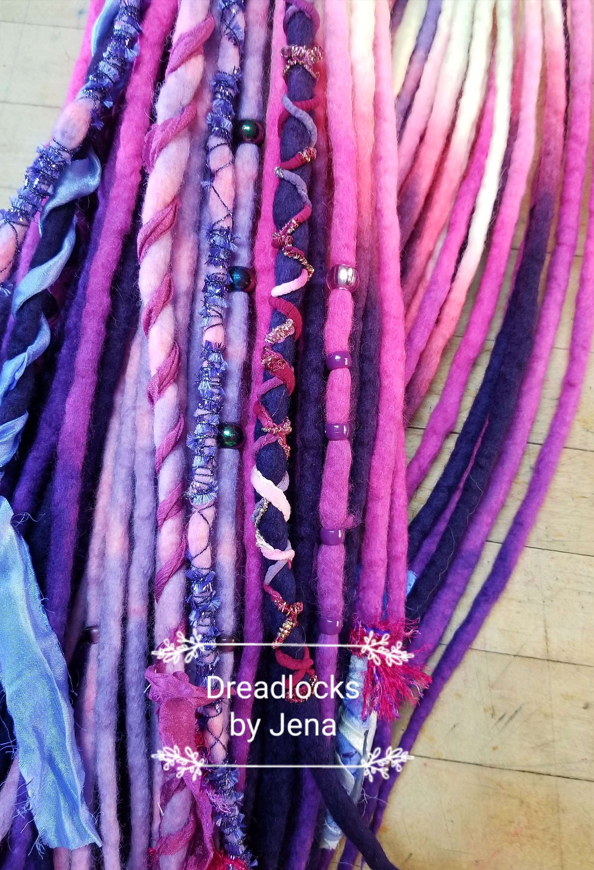 Dreadlock set of 60 Double Ended Wool Dread set :Cheshire Cat" thymed