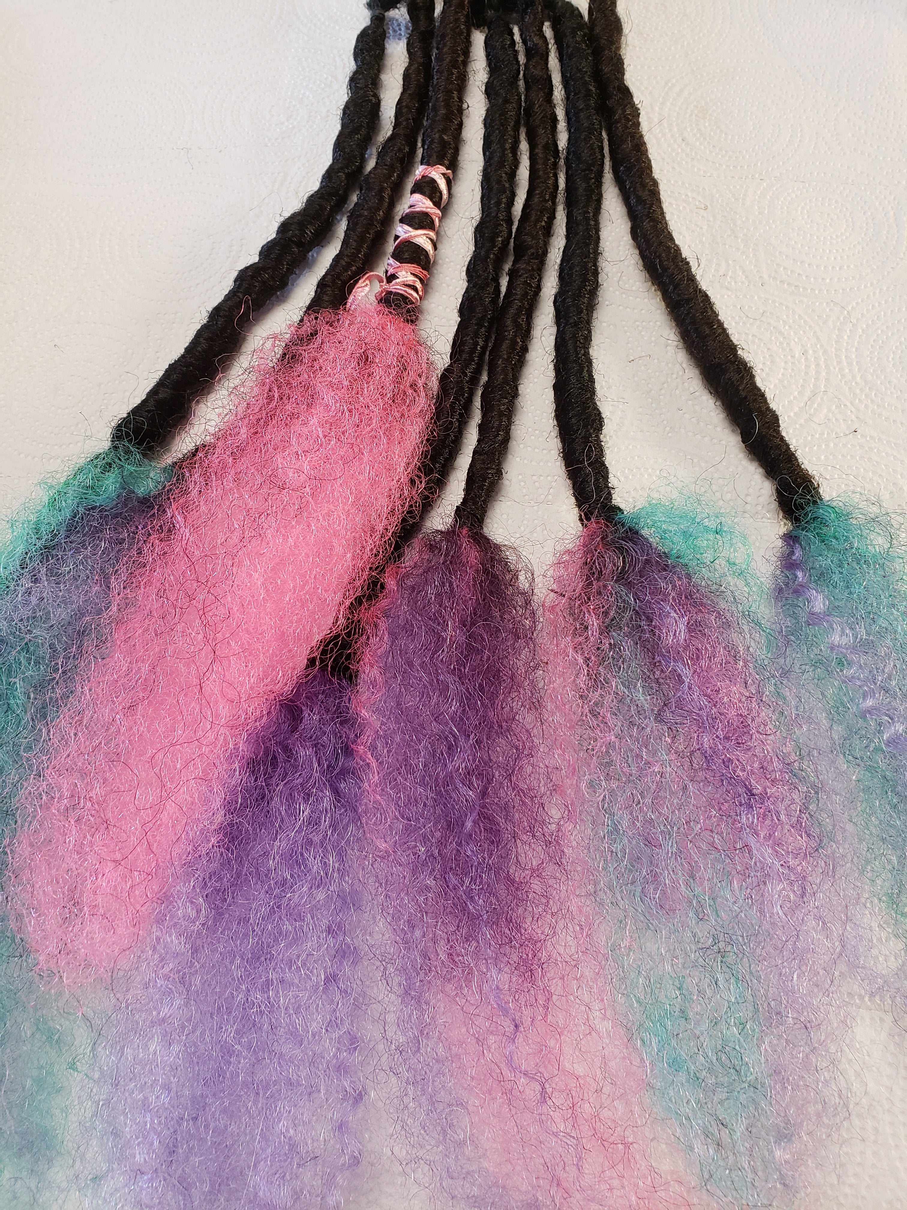Synthetic Dreadlock set of 5 "Unicorn Tails" Marley Deads Hair