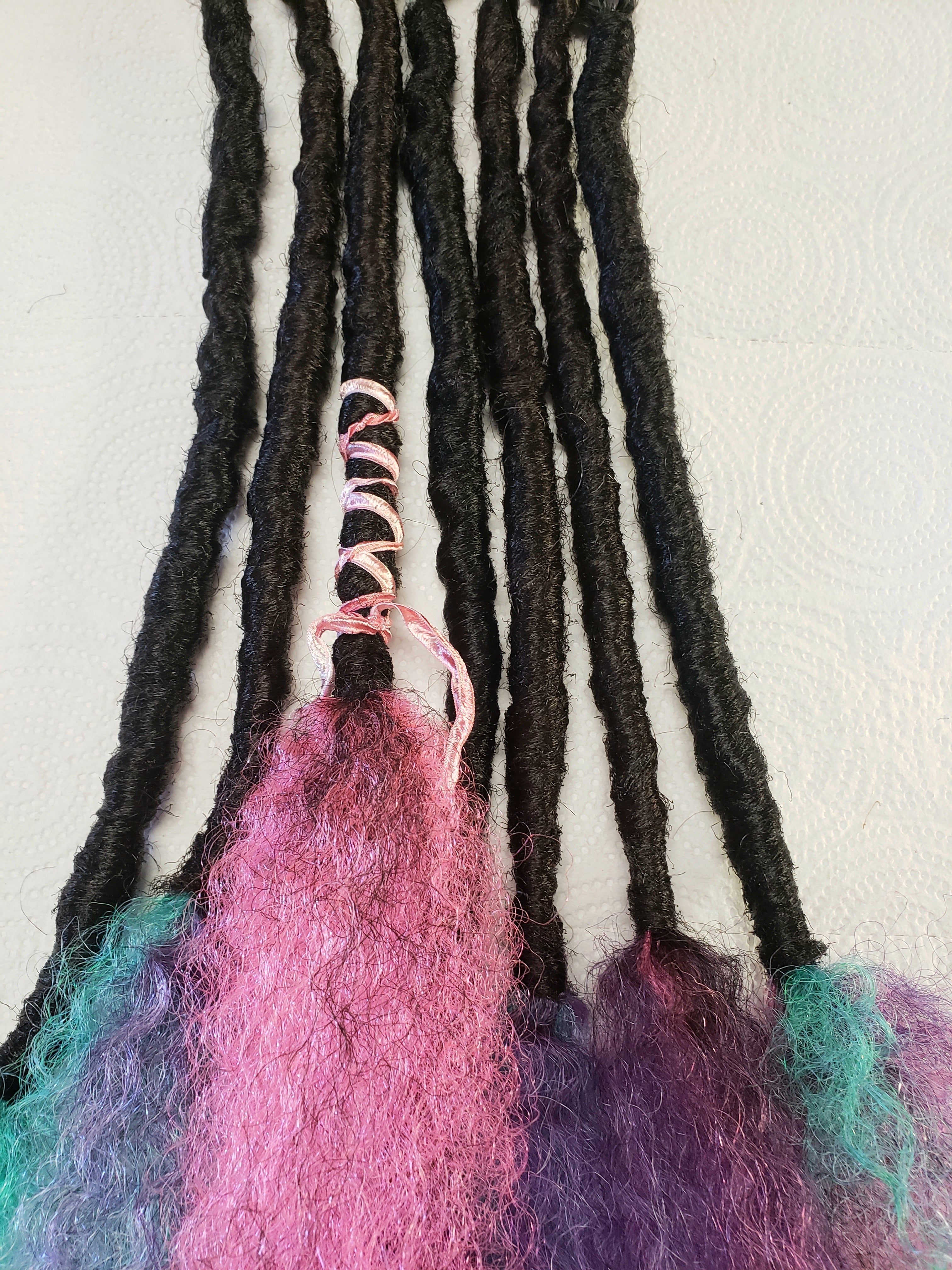 Synthetic Dreadlock set of 5 "Unicorn Tails" Marley Deads Hair