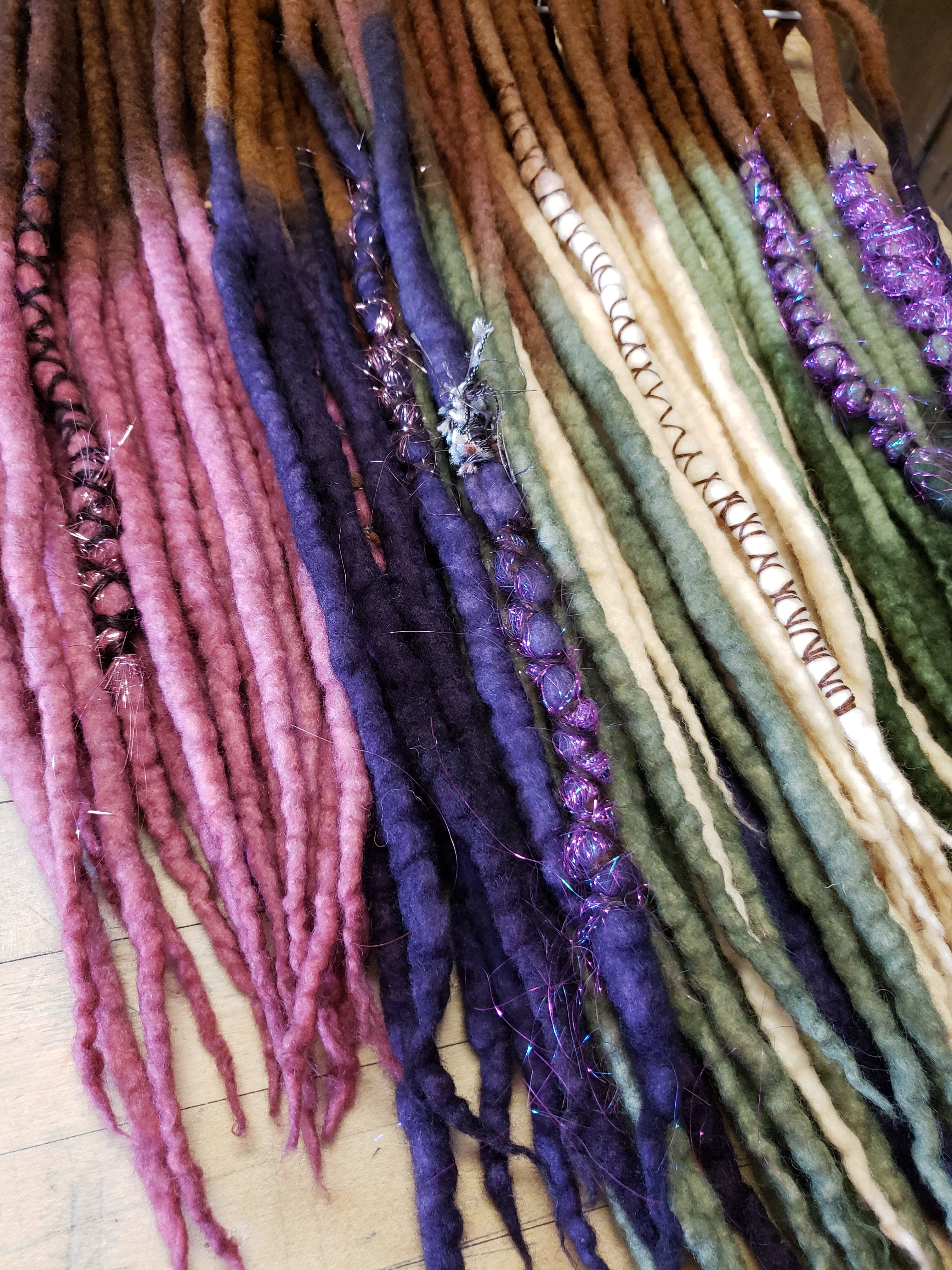 Double Ended wool Dreadlock set of 48 Dread Extensions